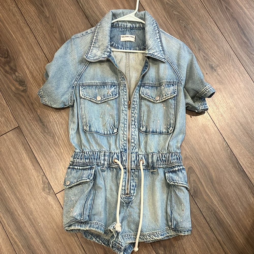 We The Free Mojave Denim Shortall Romper Free People Denim Size M